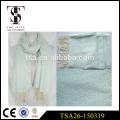 factory price solid color customized knitted acrylic scarf with long fringes